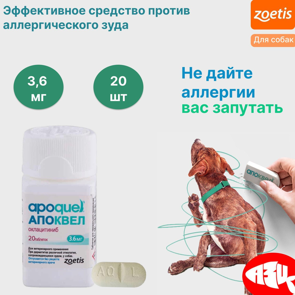 Zoetis Апоквел S 3,6 мг / 20 шт. Таблетки для собак от аллергического зуда  - купить с доставкой по выгодным ценам в интернет-магазине OZON (1020319161)