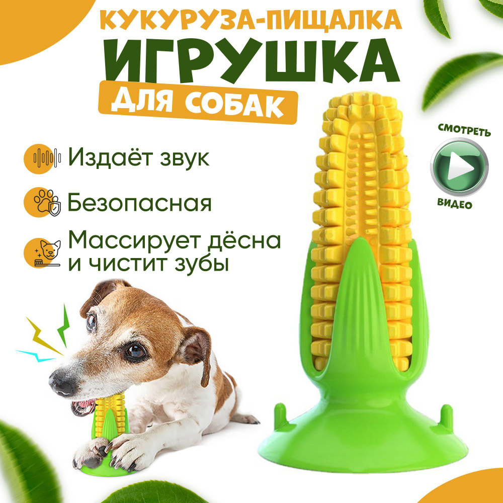 Игрушка для собак "Кукуруза-пищалка" для чистки зубов. #1