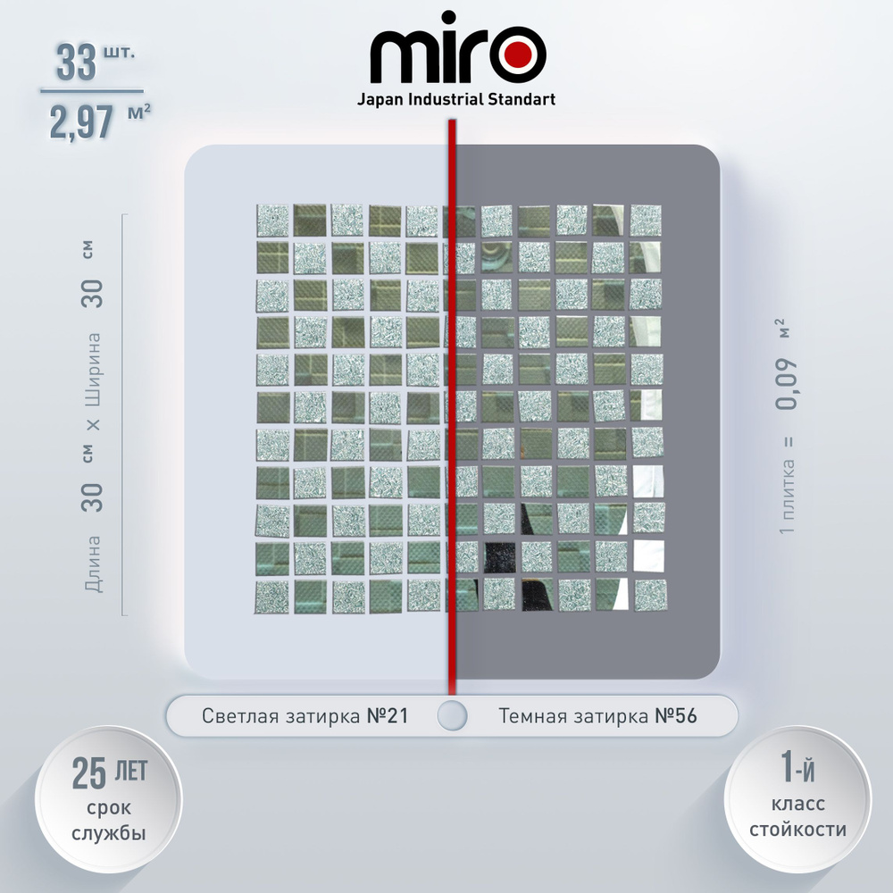 Плитка мозаика MIRO (серия Cerium №17), универсальная стеклянная плитка для ванной и душевой комнаты, #1