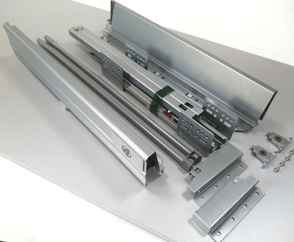 Комплект боковин и направляющих с доводчиком для выдвижного кухонного ящика GRATIS 135*500 мм, с рейлингами, #1