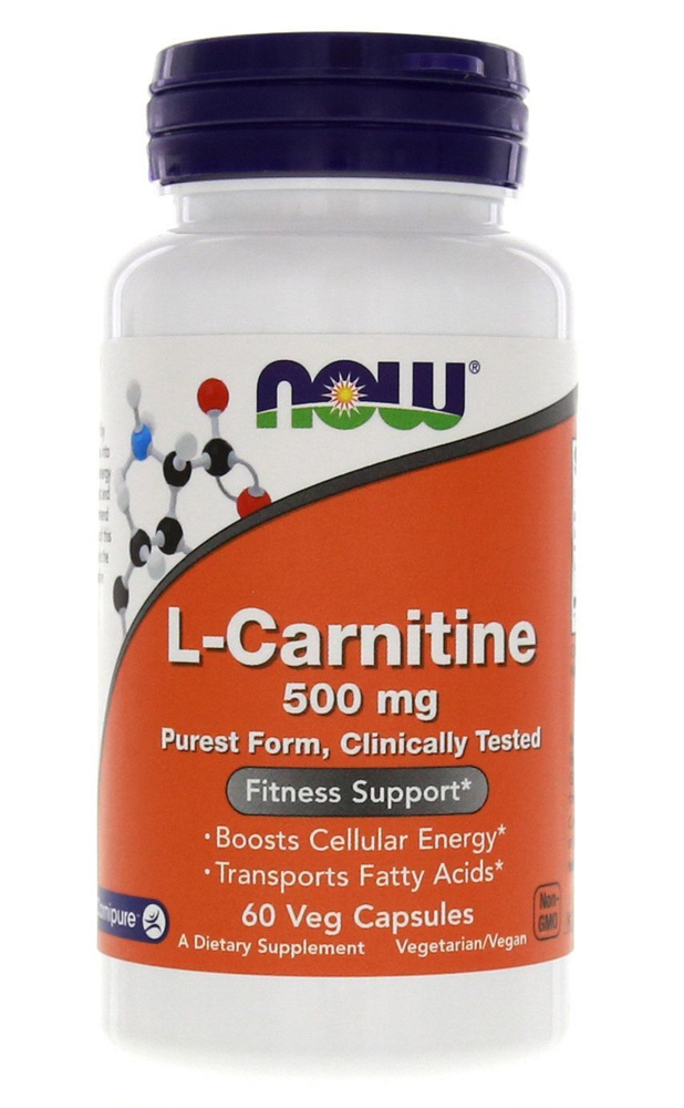 Л-карнитин Нау 500 мг 60 капсул / L-Carnitine NOW 500 mg 60 caps купить ...