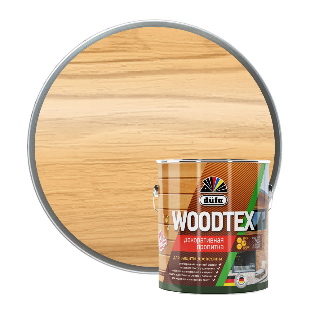 Пропитка декоративная для защиты древесины алкидная Dufa WOODTEX сосна 3 л