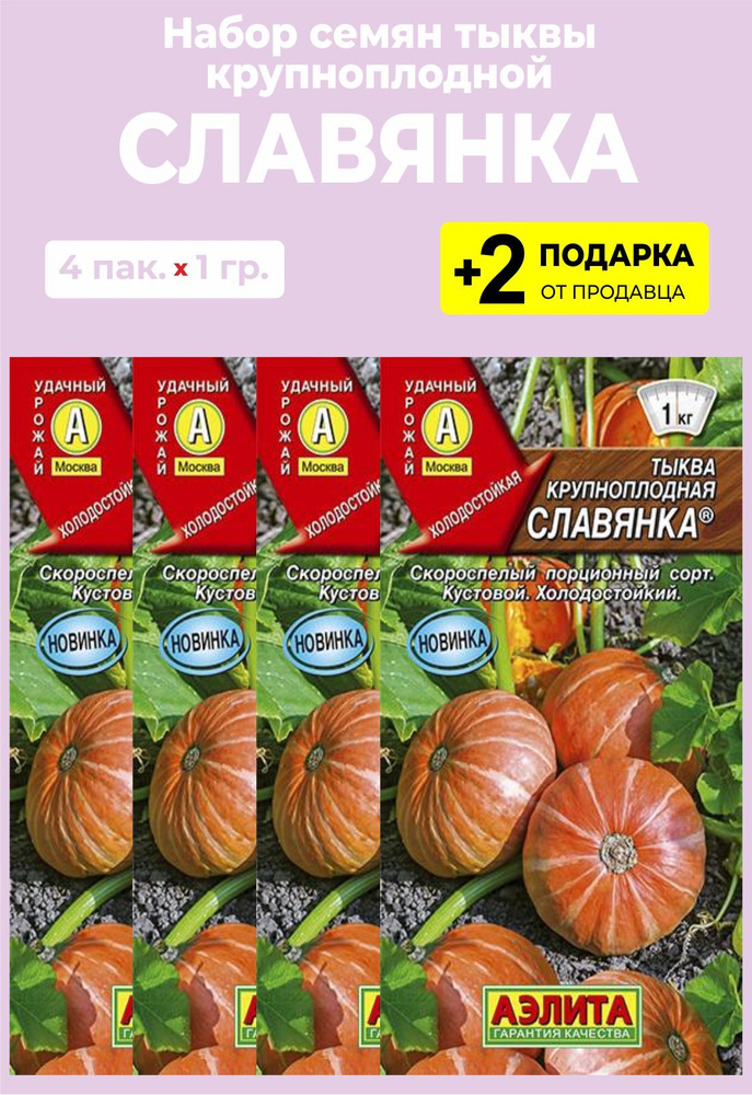 Семена Тыква крупноплодная "Славянка", 4 упаковки + 2 подарка #1