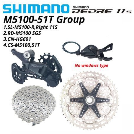 SHIMANO DEORE SL-M5100(Без окон)+ RD,цепь HG601, кассета M5100 11-51T, 11-скоростной комплект для горного #1