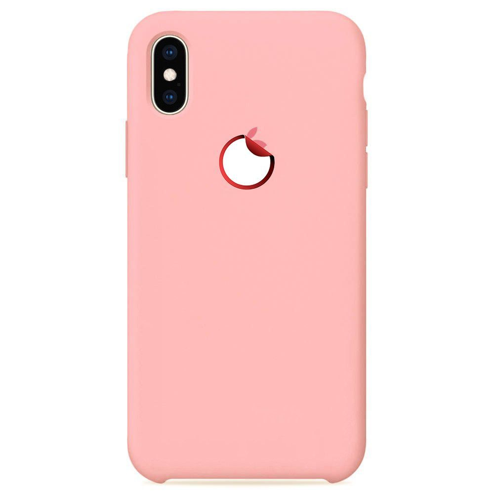 Силиконовый чехол для смартфона Silicone Case на iPhone Xs MAX Айфон Xs  MAX с логотипом, розовый купить с доставкой по выгодным ценам в  интернет-магазине OZON (483576075)