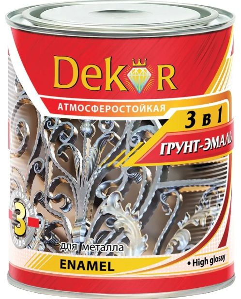 Грунт-эмаль dekor 3 в 1 алкидная Быстросохнущая, Алкидная, Глянцевое ...