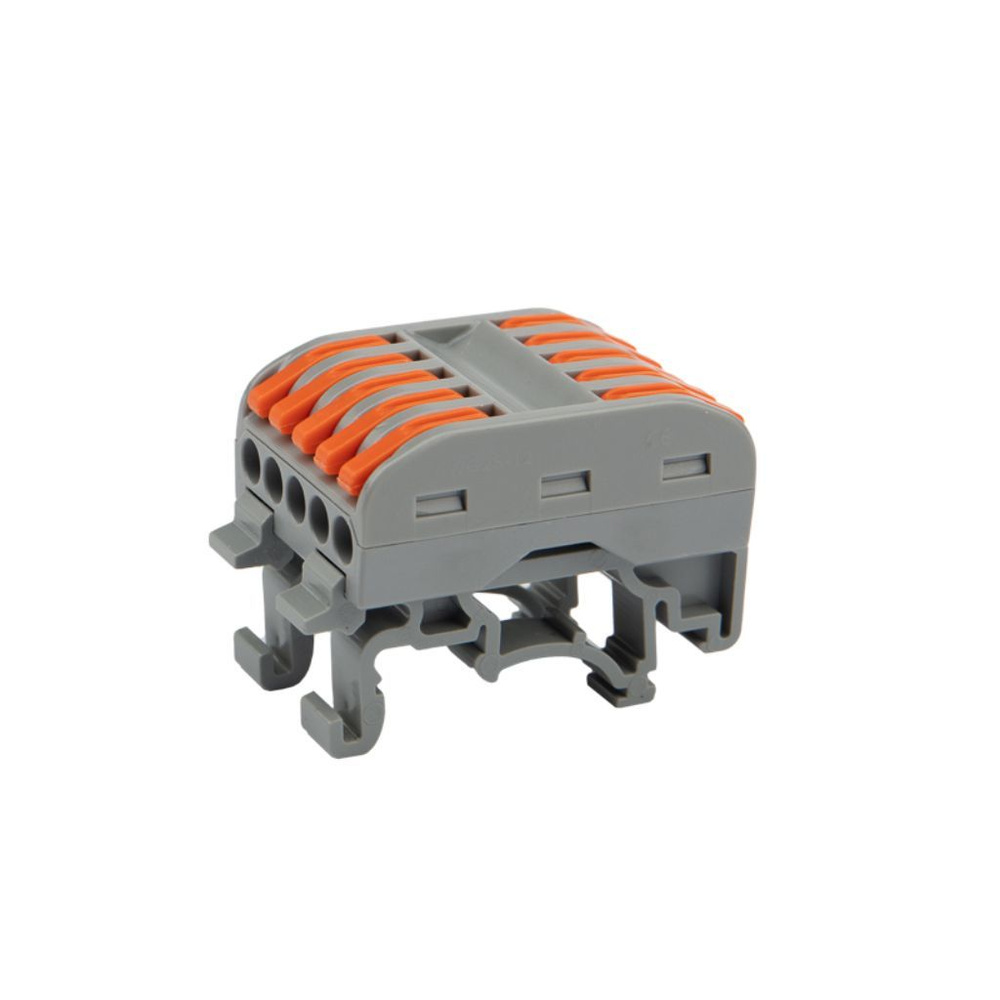 Клемма проходная СМК 222-425D, 10 отверстий, серая, 5-полюсная, с крепл ...