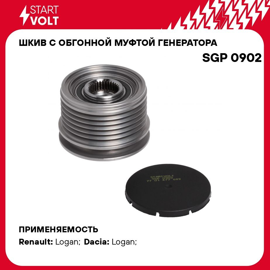 Шкив с обгонной муфтой генератора для автомобилей Renault Logan (04 )  1.4i/1.6i STARTVOLT SGP 0902 - Startvolt арт. SGP0902 - купить по выгодной  цене в интернет-магазине OZON (278335787)