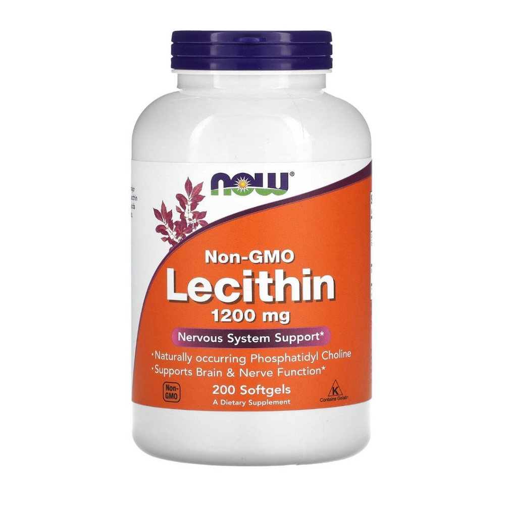 Now Foods, Соевый лецитин без ГМО, Lecithin, 1200 мг, 200 капсул ...