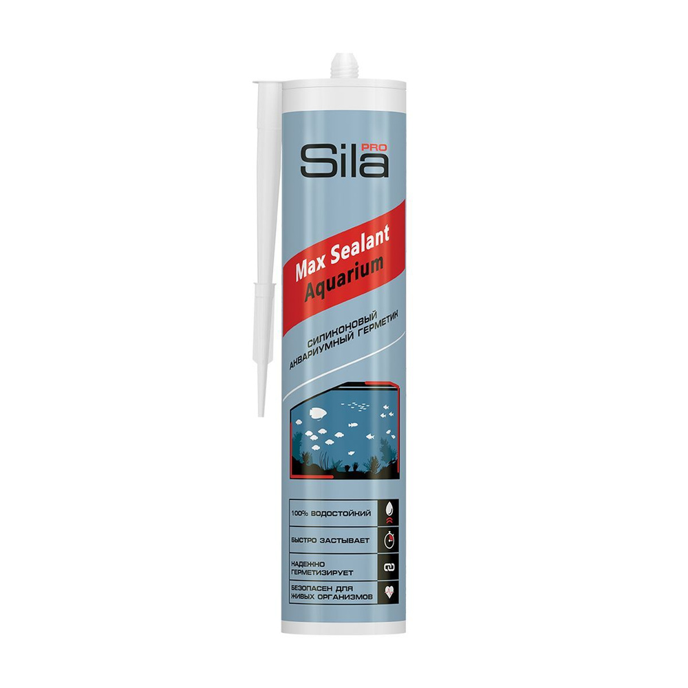 Герметик силиконовый для аквариумов и стекла Sila PRO Max Sealant AQ, бесцветный, 290мл, AQ2801  #1