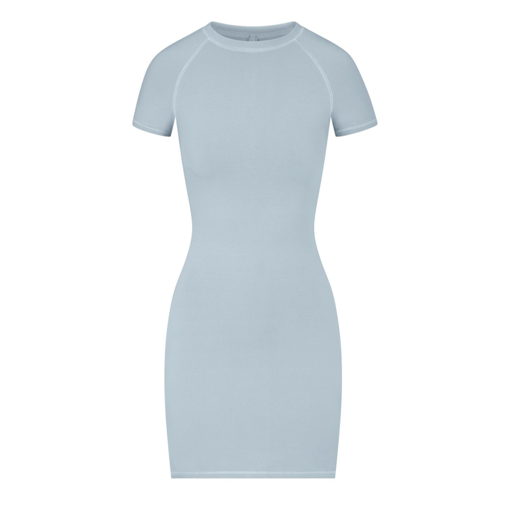 SKIMS NEW VINTAGE raglan mini dress denim платье, Женский, На любой ...