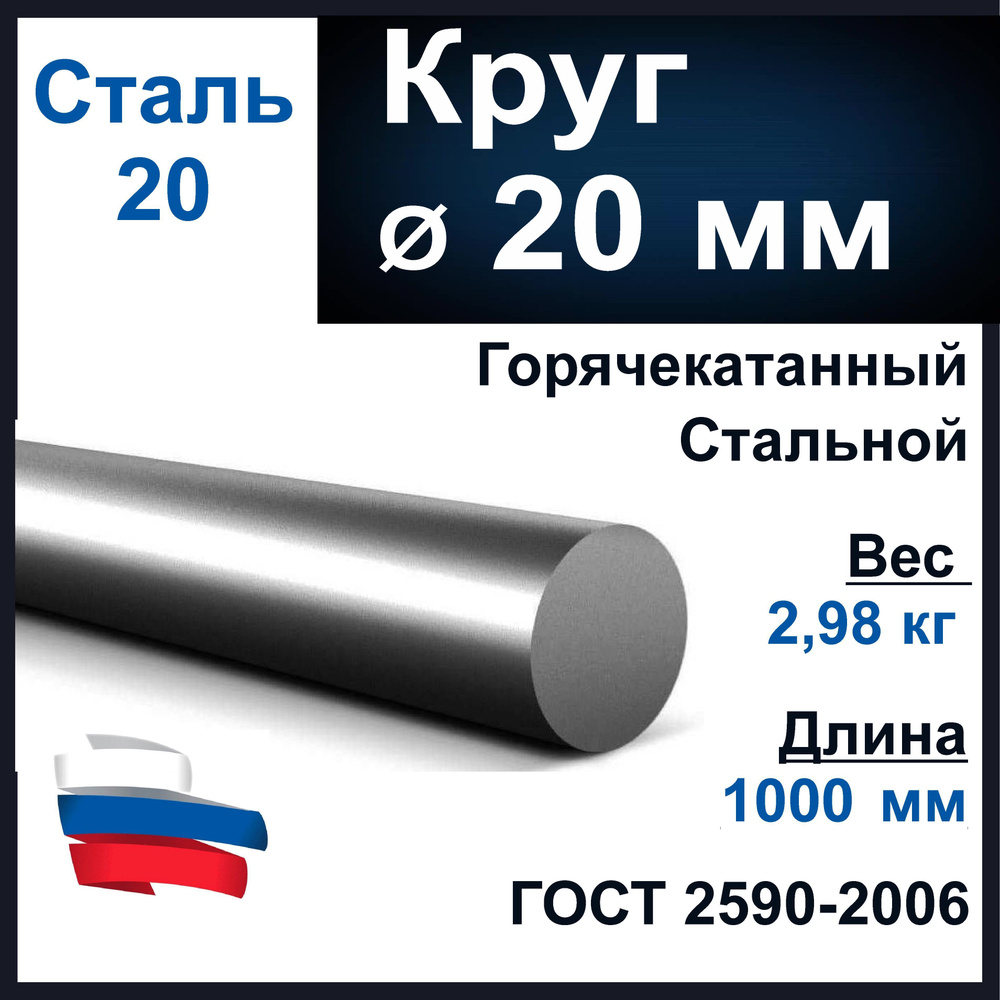Круг 20 мм., стальной Длина 1000 мм. Сталь ст.20. - купить с доставкой ...