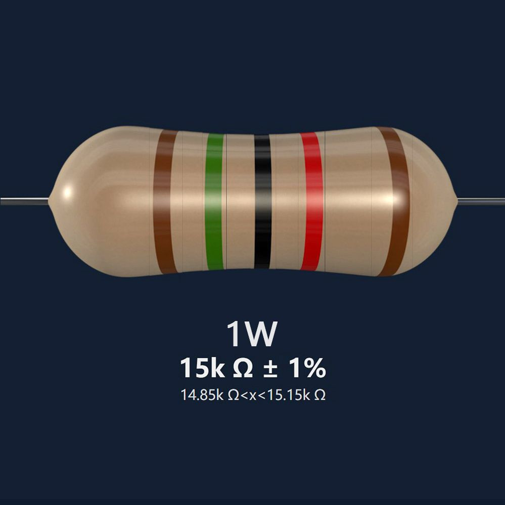 Металлопленочный резистор, номинал сопротивления 15K Ом, точность 1% ...