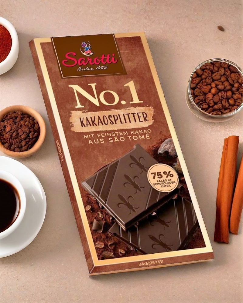 Шоколад Sarotti No.1 Cocoa nibs горький 75% с какао-бобами 100г