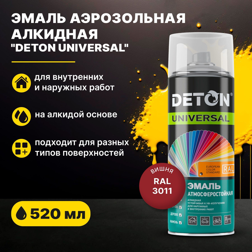 Аэрозольная краска Deton 181902569, Алкидная, Глянцевое покрытие - купить в  интернет-магазине OZON по выгодной цене (300190818)