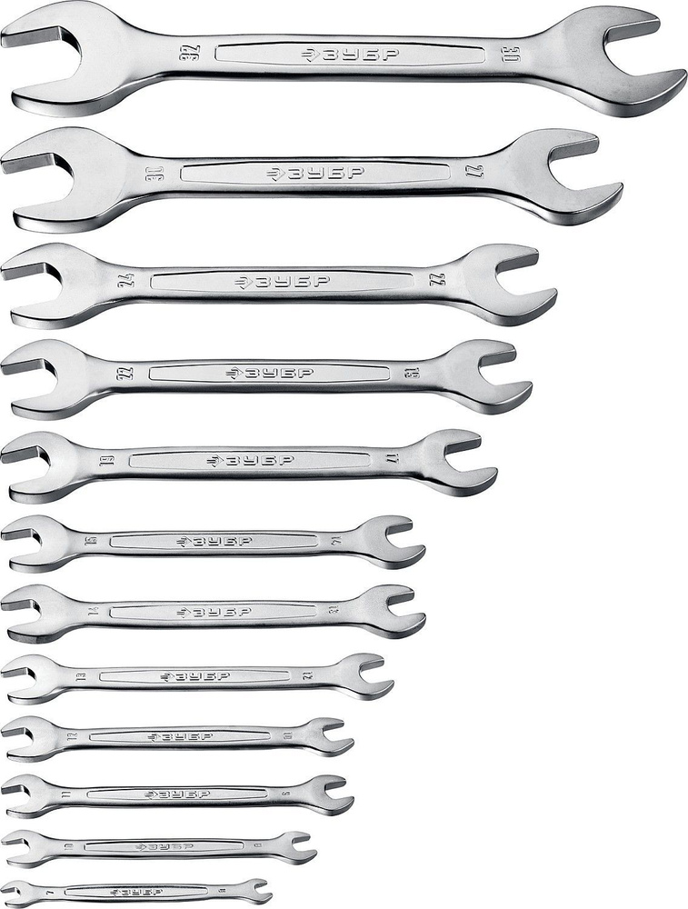 Набор рожковых гаечных ключей, ЗУБР 12 шт, 6-32 мм, Профессионал (27011 ...