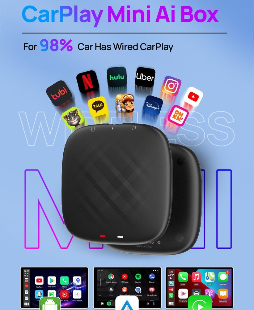 Carplay Ai Box Android mini Android 11 4 + 64 Гб QCM2290 4-ядерный  беспроводной TV Авто YouTube Netflix IPTV - купить в интернет-магазине OZON  с доставкой по России (1253075281)