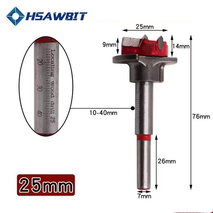 Сверло Форстнера 25 мм по дереву с ограничителем для присадки эксцентриковой стяжки  #1