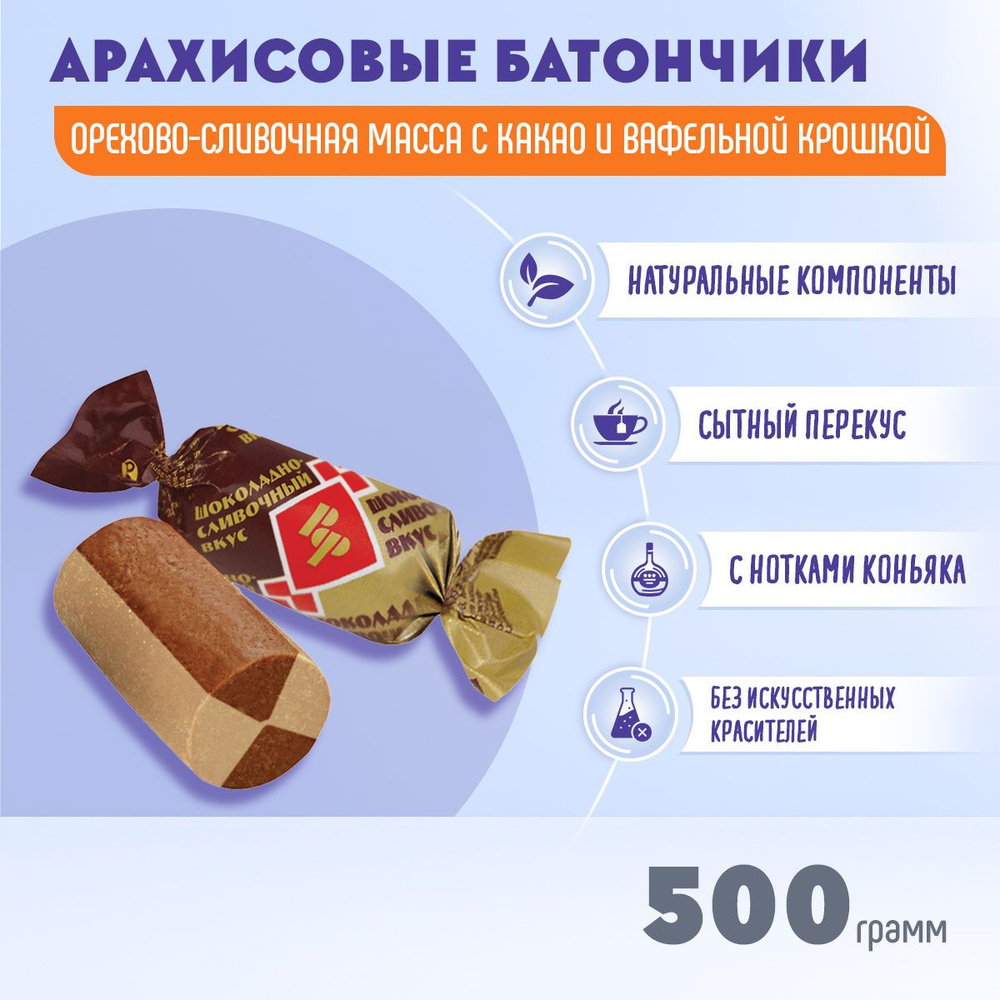 Батончики Рот Фронт шоколадно-сливочный вкус 500 грамм Рот Фронт  #1