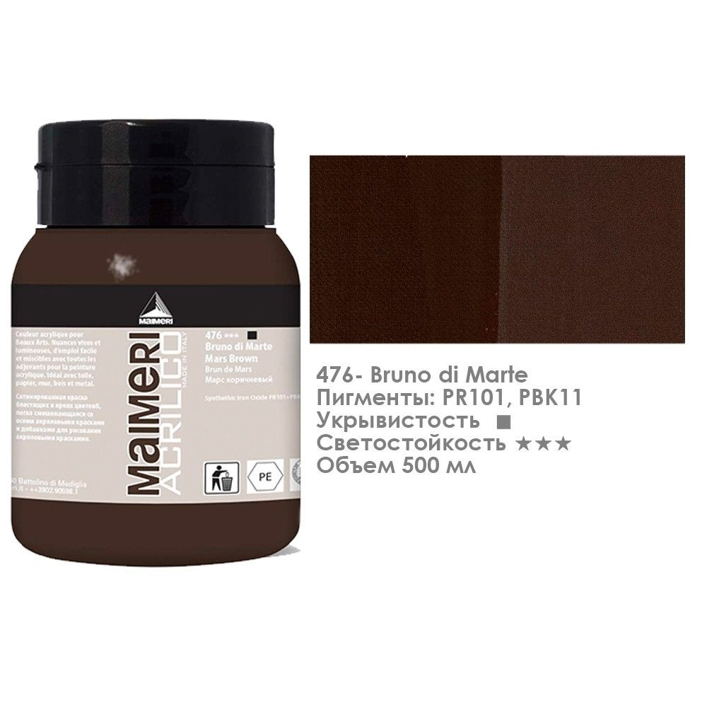 Maimeri Acrilico 500 Ml – Colore Nero Marte – Pittura Acrilica Fine Per Artisti E Studenti – Consistenza Morbida E Facile Da Usare