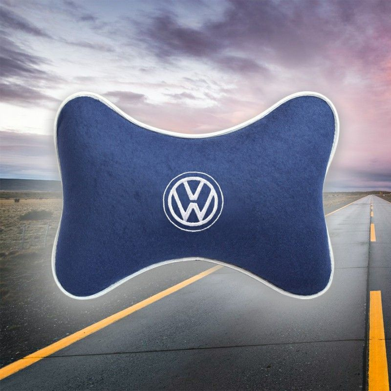 Подушка на подголовник автомобиля синяя для Volkswagen #1