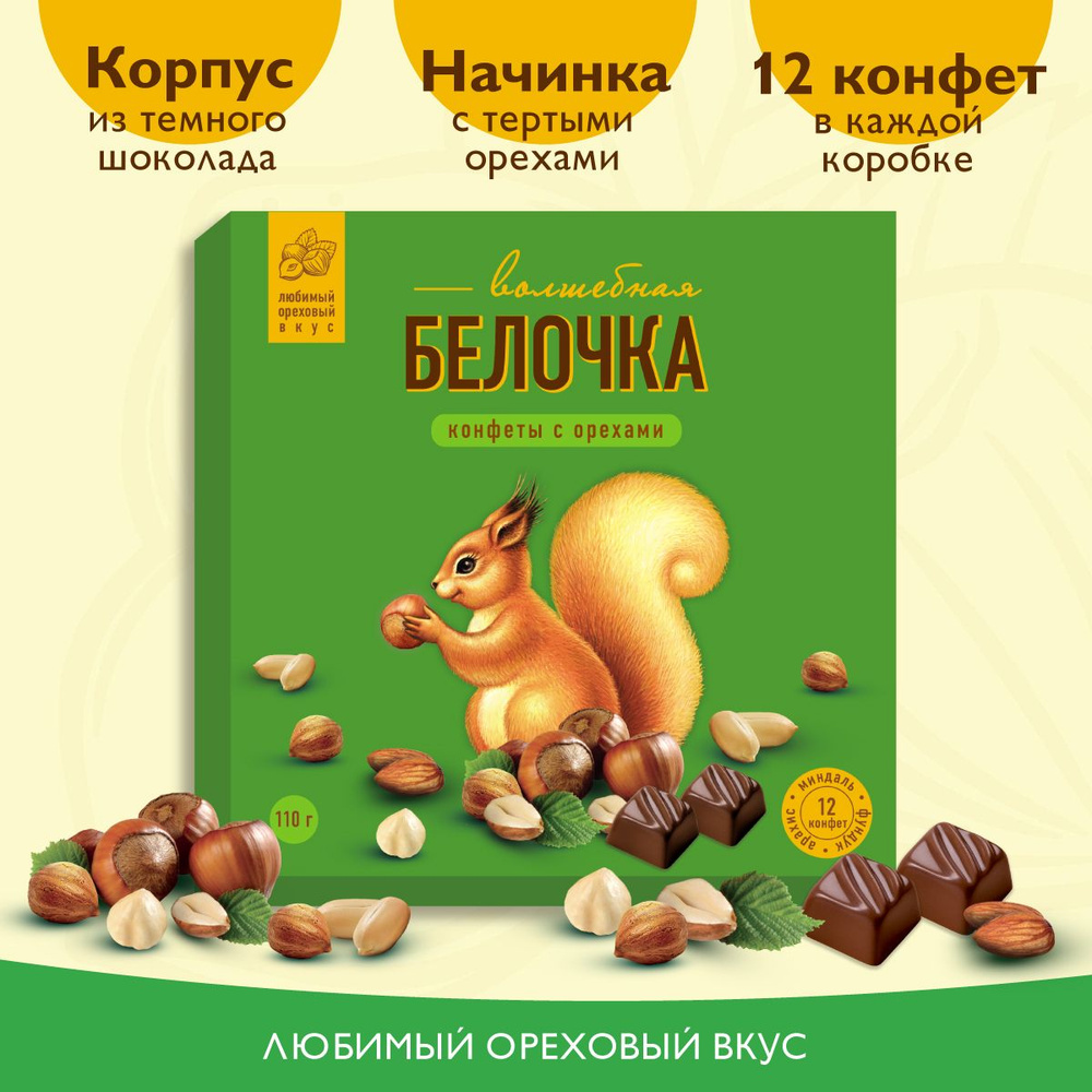 Конфеты "ВОЛШЕБНАЯ БЕЛОЧКА" шоколадные (коробка), 110 г - купить с ...