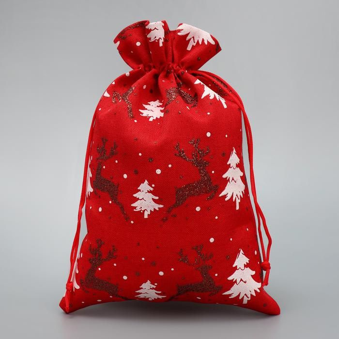 Мешочек подарочный "Новогодний мешочек", олени, 16x24 см +/- 1.5 см (2 шт)  #1