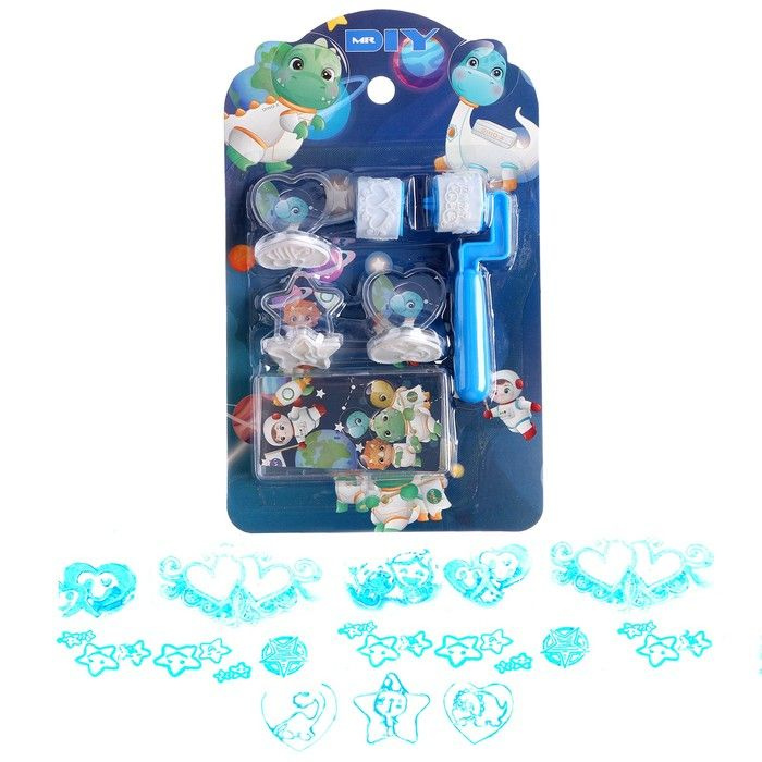 Печать цветная Динозавры, набор 3 штуки, ролик-печать с 2 насадками ...