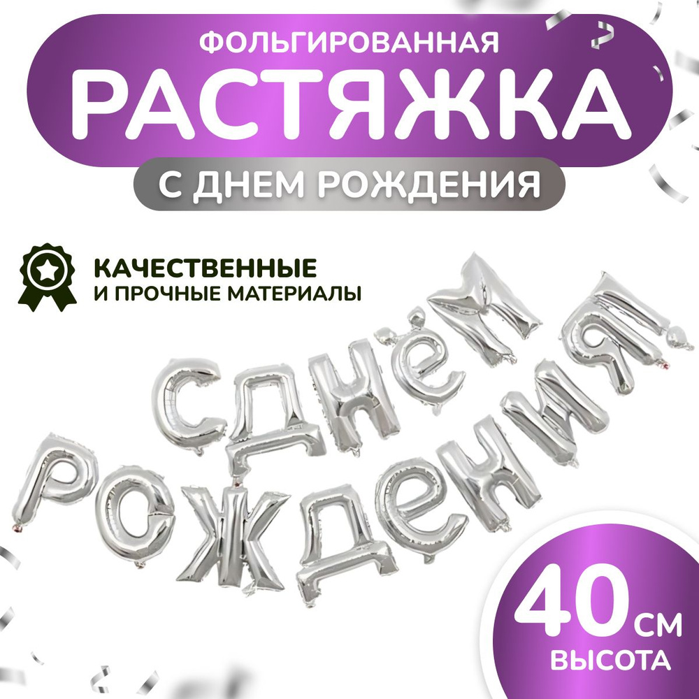 Растяжка с днем рождения МОСШАР, Happy birthday растяжка, Гирлянда с днем рождения, Высота - 40 см, Цвет #1