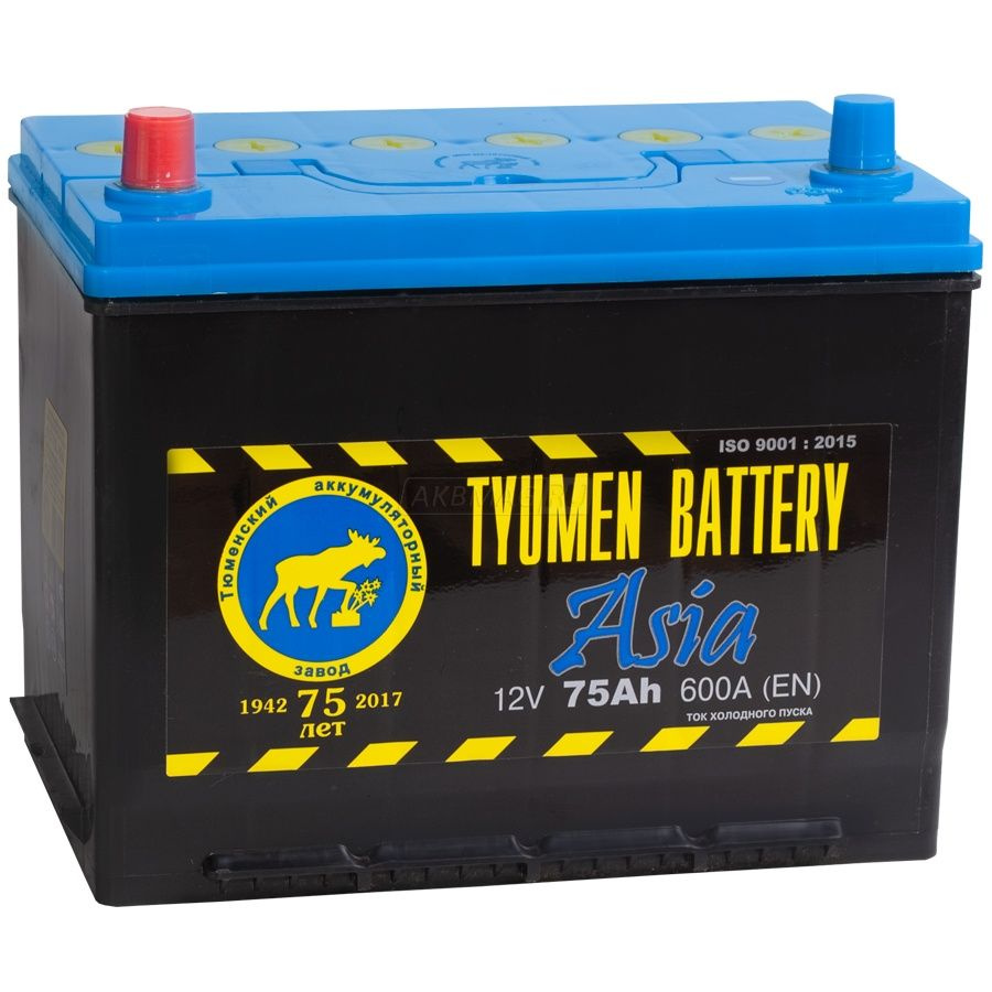 Аккумулятор автомобильный Tyumen Battery Тюмень ASIA 75 A.ч Прямая  полярность высокий с бортом купить по выгодной цене в интернет-магазине OZON  (462980658)