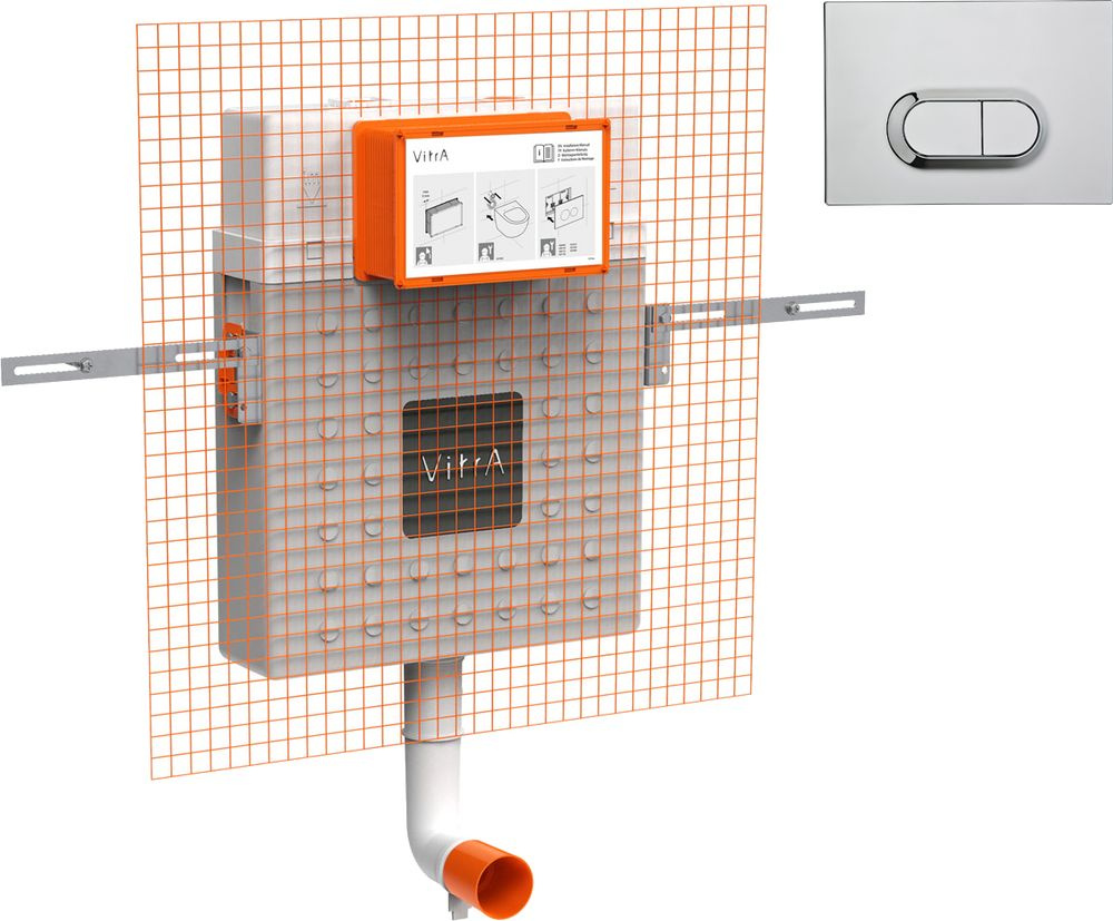 Смывной бачок скрытого монтажа VitrA V12 762-1740-01 / Кнопка смыва VitrA 740-0580 хром  #1