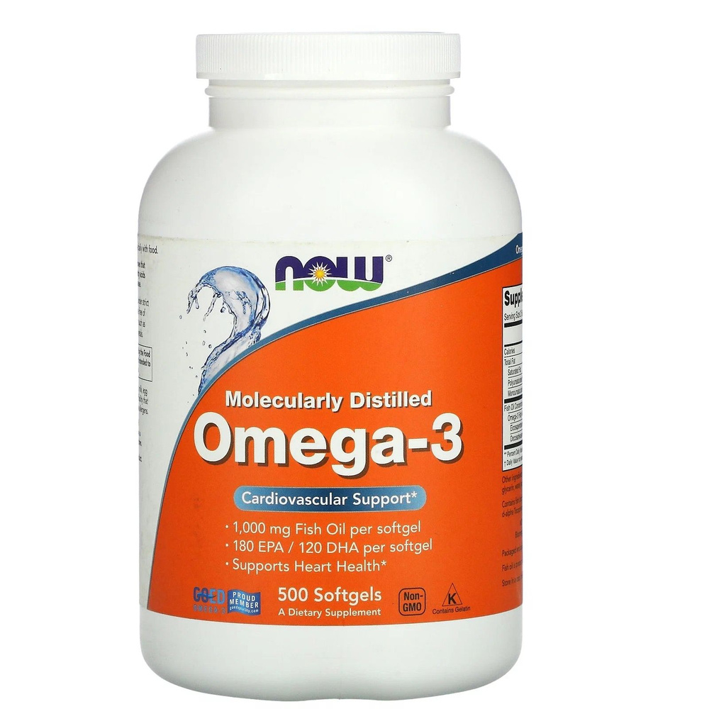Омега 3 1000 мг Рыбий жир Omega 3 500 капсул (NOW) - купить с доставкой ...