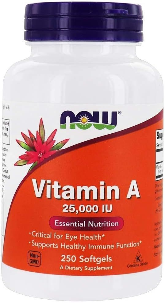 NOW Vitamin A 25000 iu 250 гелевых капсул, НАУ витамин А 7500 mcg ...