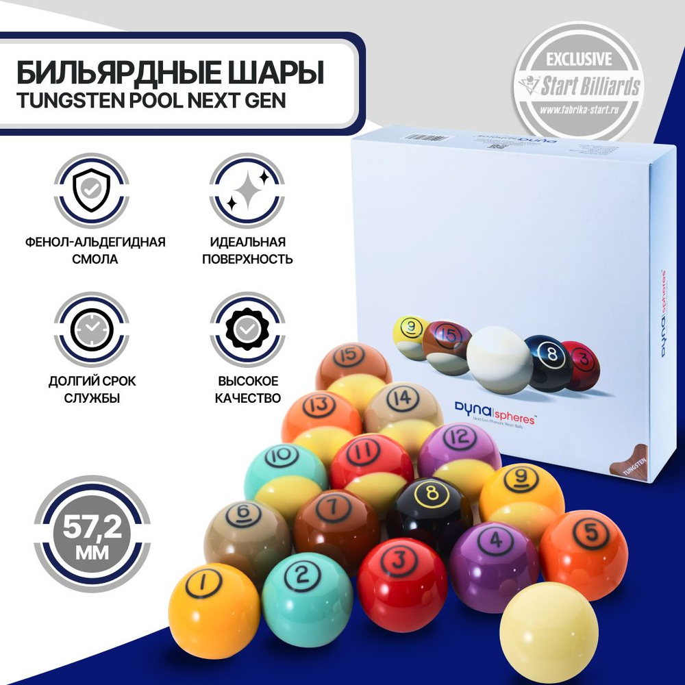 Шары для бильярда Dyna spheres Tungsten Pool Next Gen 57,2 мм #1