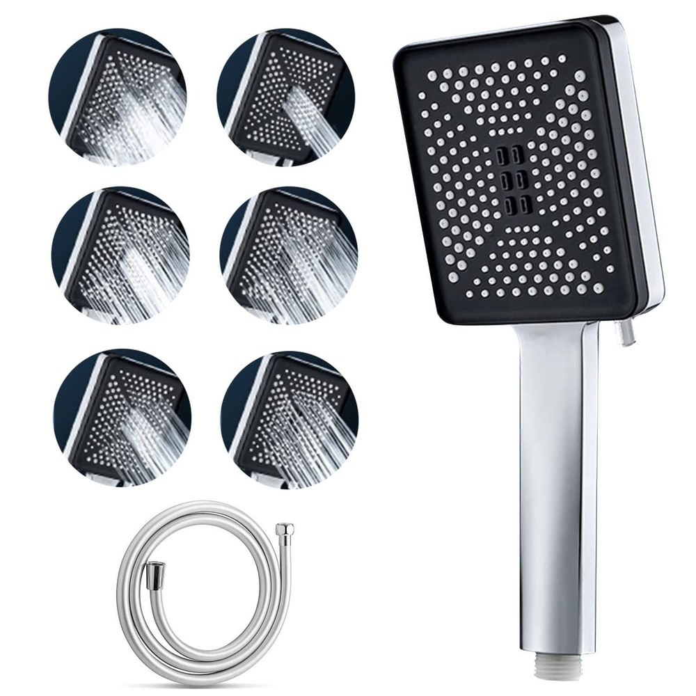 Душевая лейка, серебристая, квадратная, водосберегающая, матовая, со ...