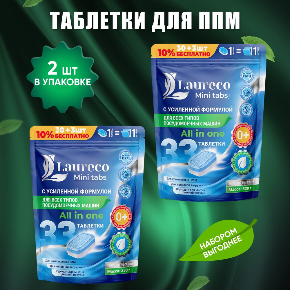 Таблетки для посудомоечной машины Laureco, 2 упаковки - купить с ...