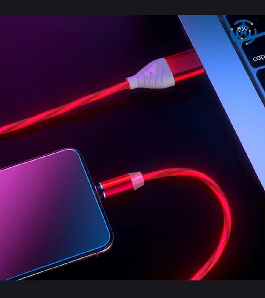 Кабель USB Type-C NNBILI Магнитный кабель со светодиодной подсветкой ...