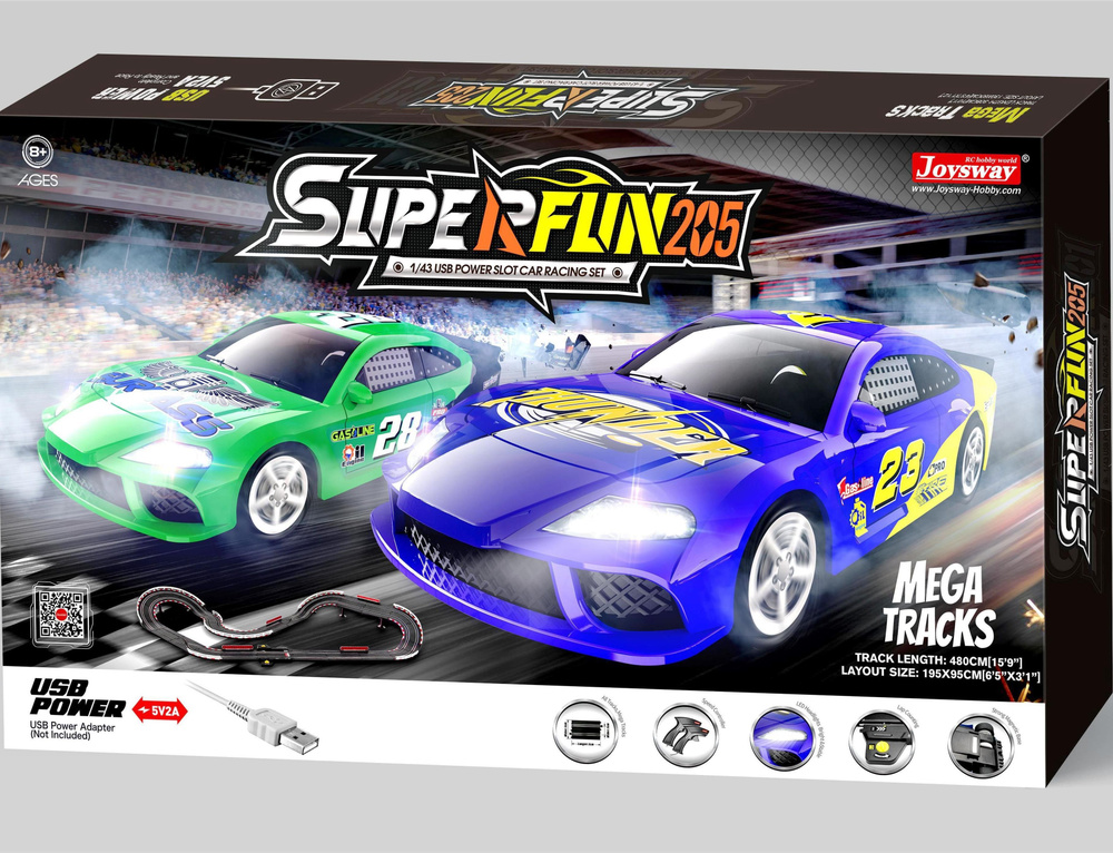 Гоночный трек с машинами на пульте управления, с фарами, контроль ...