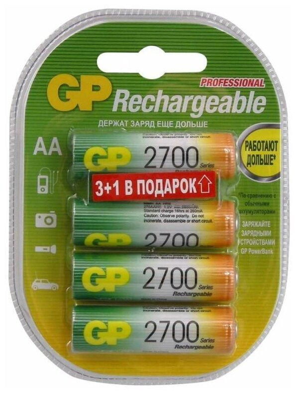 Аккумулятор GP AA 2700mAh Ni-Mh 1.2v BL4 GP270AAHC3/1-2CR4, 4шт. #1