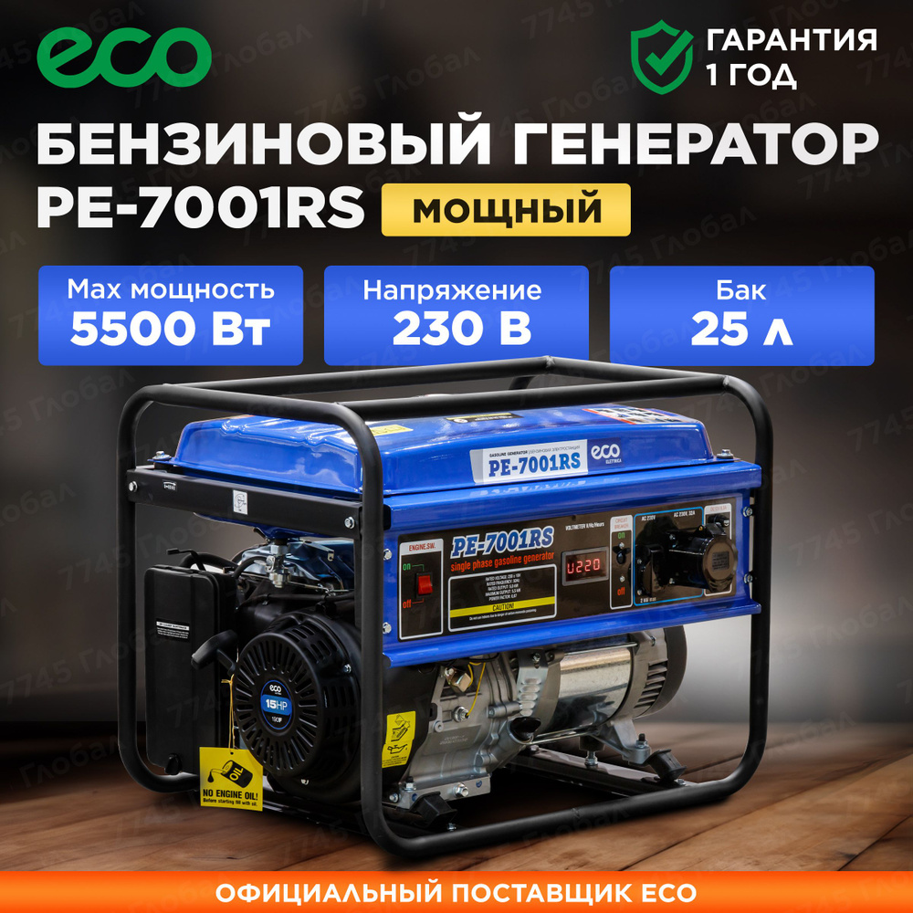 Генератор бензиновый ECO PE-7001RS, синий - купить по низкой цене в  интернет-магазине OZON (522070241)