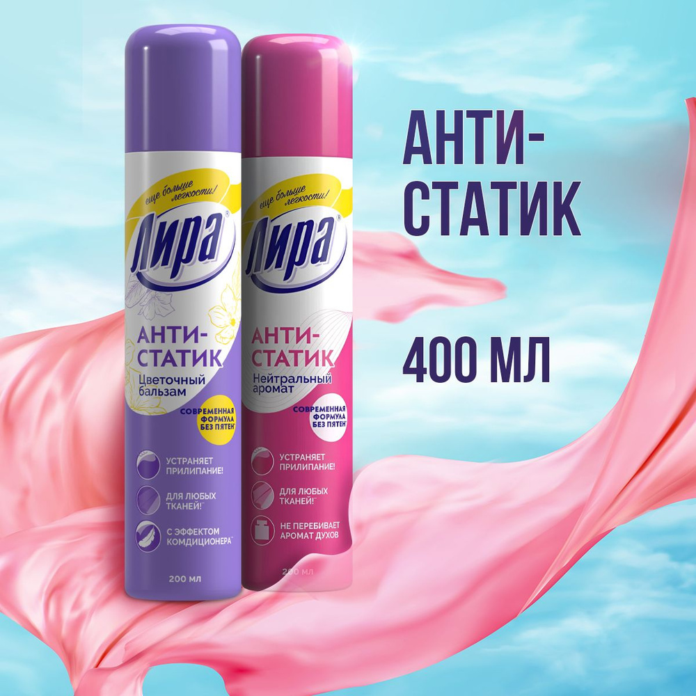 Комплект ЛИРА Антистатик для одежды спрей Нейтральный запах 200 мл и ...
