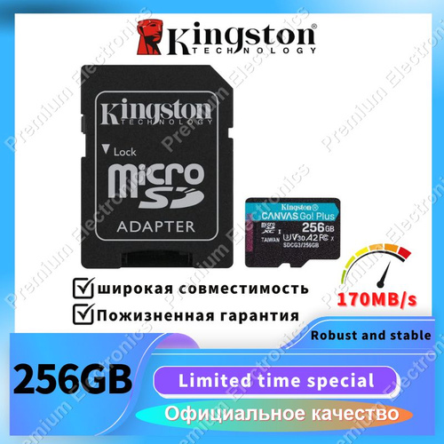 Карта памяти kingston canvas go plus 256 гб