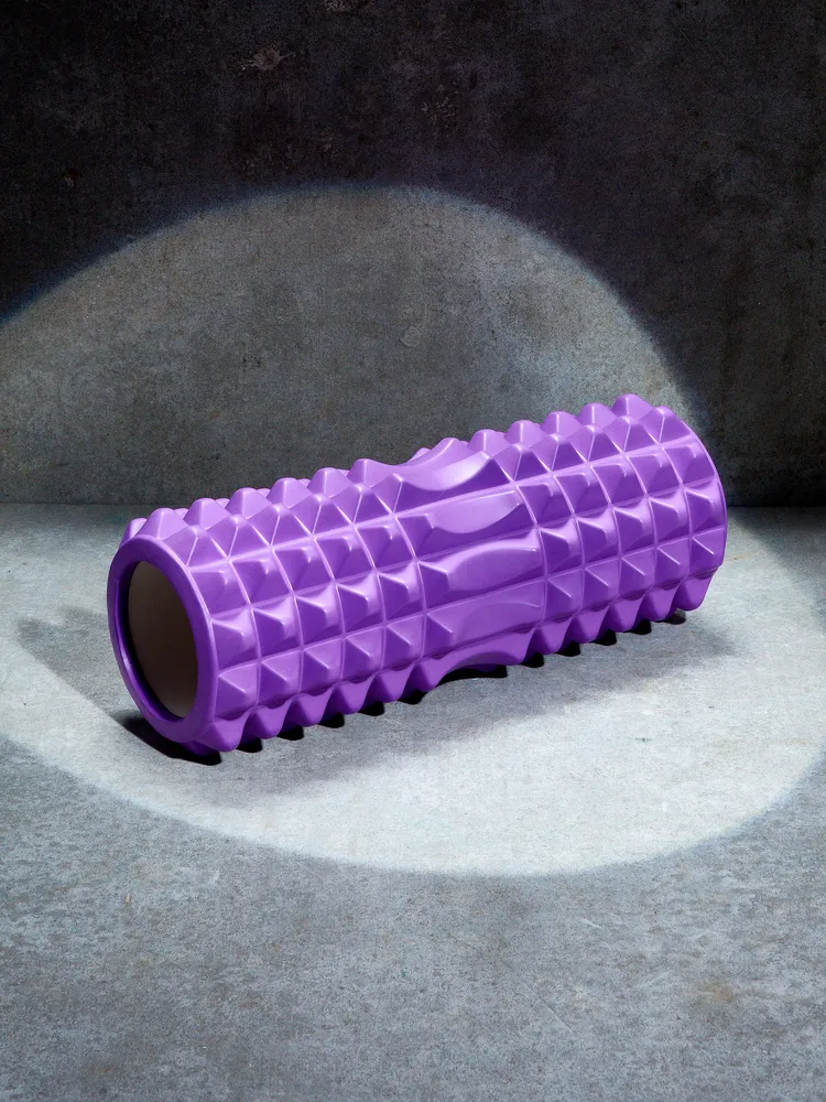 Ролик массажный для фитнеса и йоги сдвоенный LVP фиолетовый, 33 см (спортивный валик)  #1