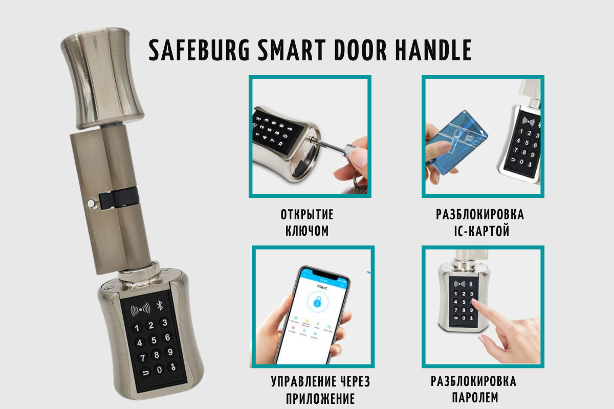 Умный дверной замок SAFEBURG SMART DOOR HANDLE Поддерживает приложение  TTLock, поддерживает Wi-Fi, пароль, толщина двери 35-60 мм - купить по  выгодным ценам в интернет-магазине OZON (380215741)