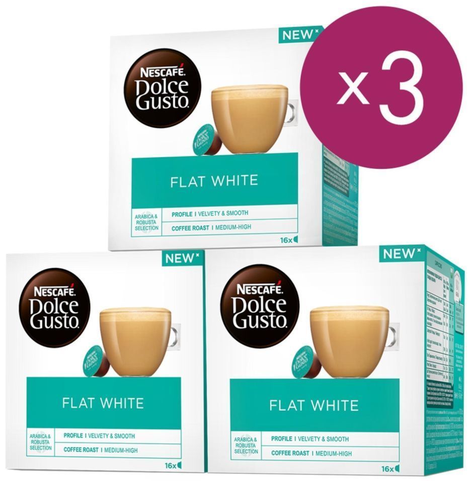 Кофе в Капсулах Nescafe Dolce Gusto Flat White 3 упаковки по 16 Капсул ...