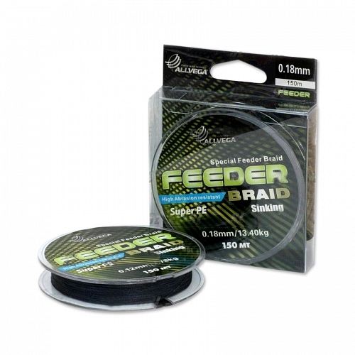 Леска плетеная ALLVEGA Feeder Braid 150м 0,14мм (9.2кг) (тёмно-серая) (FBR14)