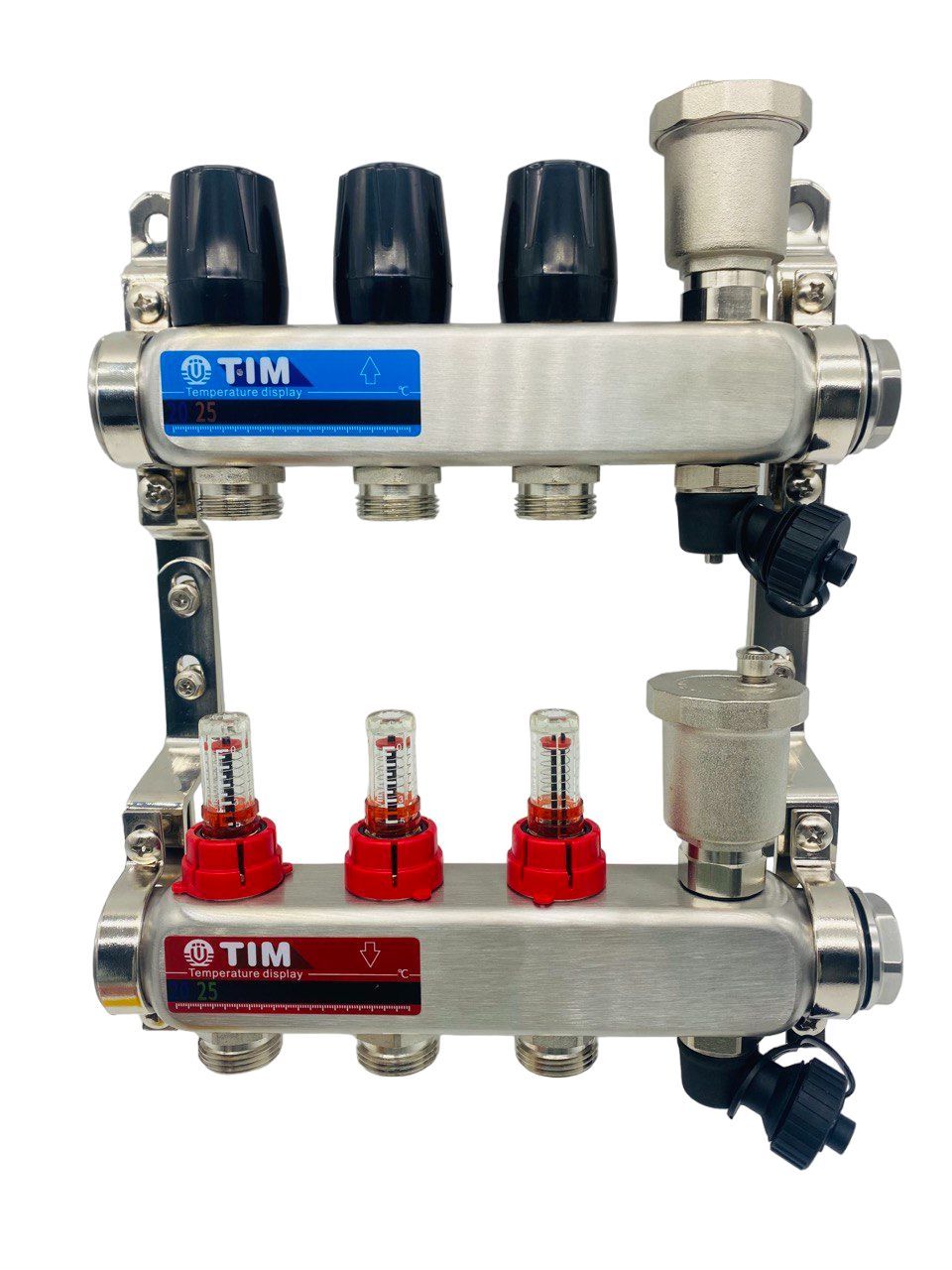 Коллектор для теплого пола 3 контура из нержавеющей стали tim kcs5003