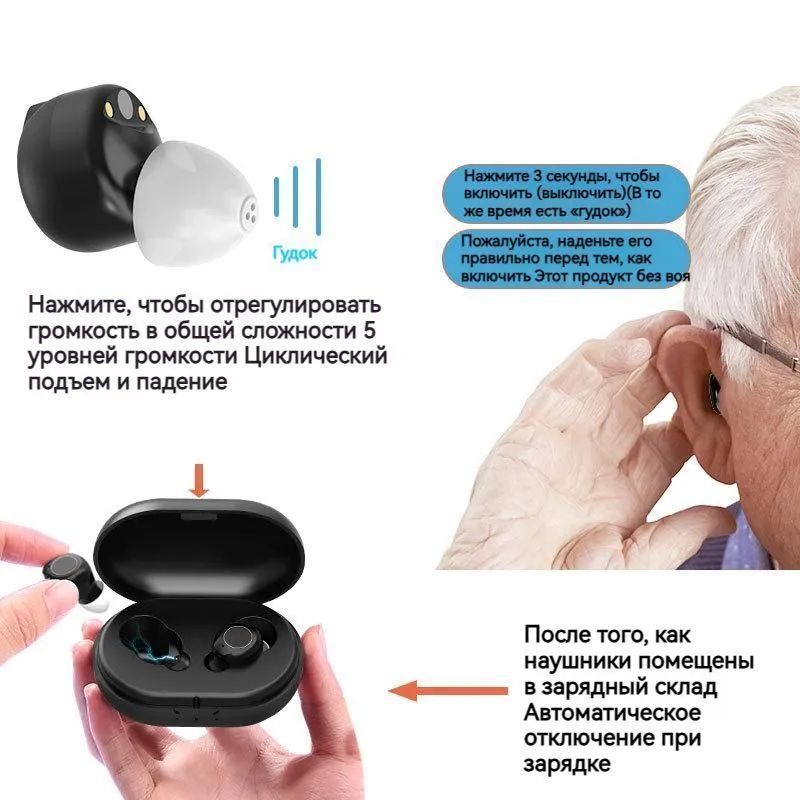 Усилитель слухового аппарата для пожилых людей и взрослых бинауральные ...