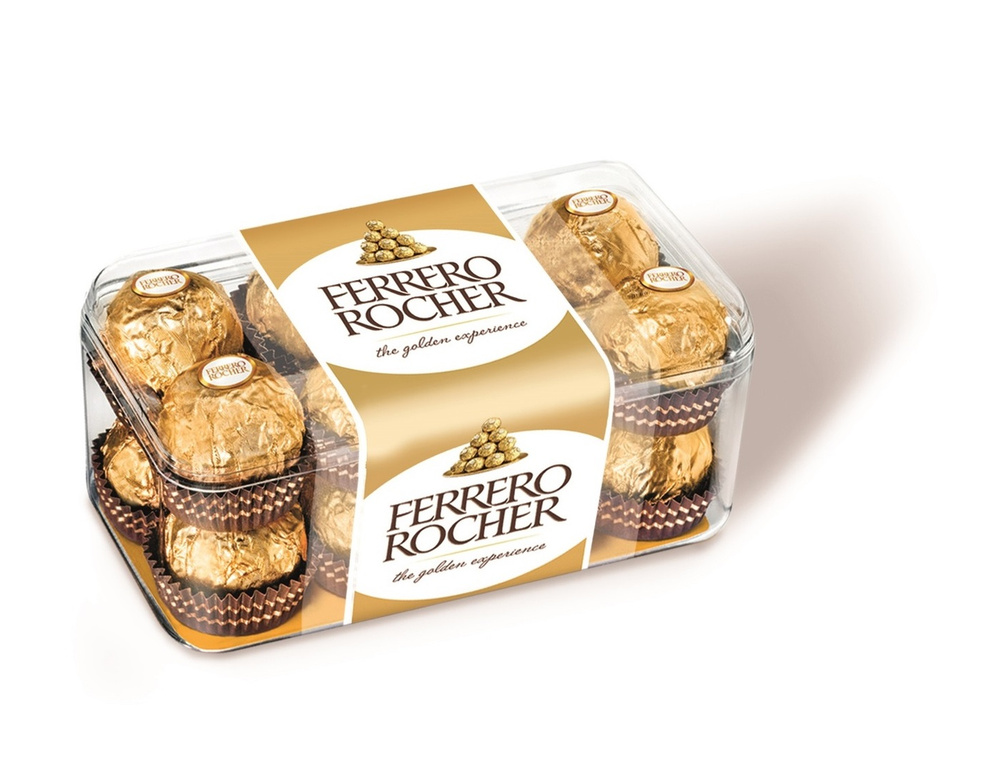 Конфеты хрустящие Ferrero Rocher, из молочного шоколада, с начинкой из крема и лесного ореха, 200 г  #1