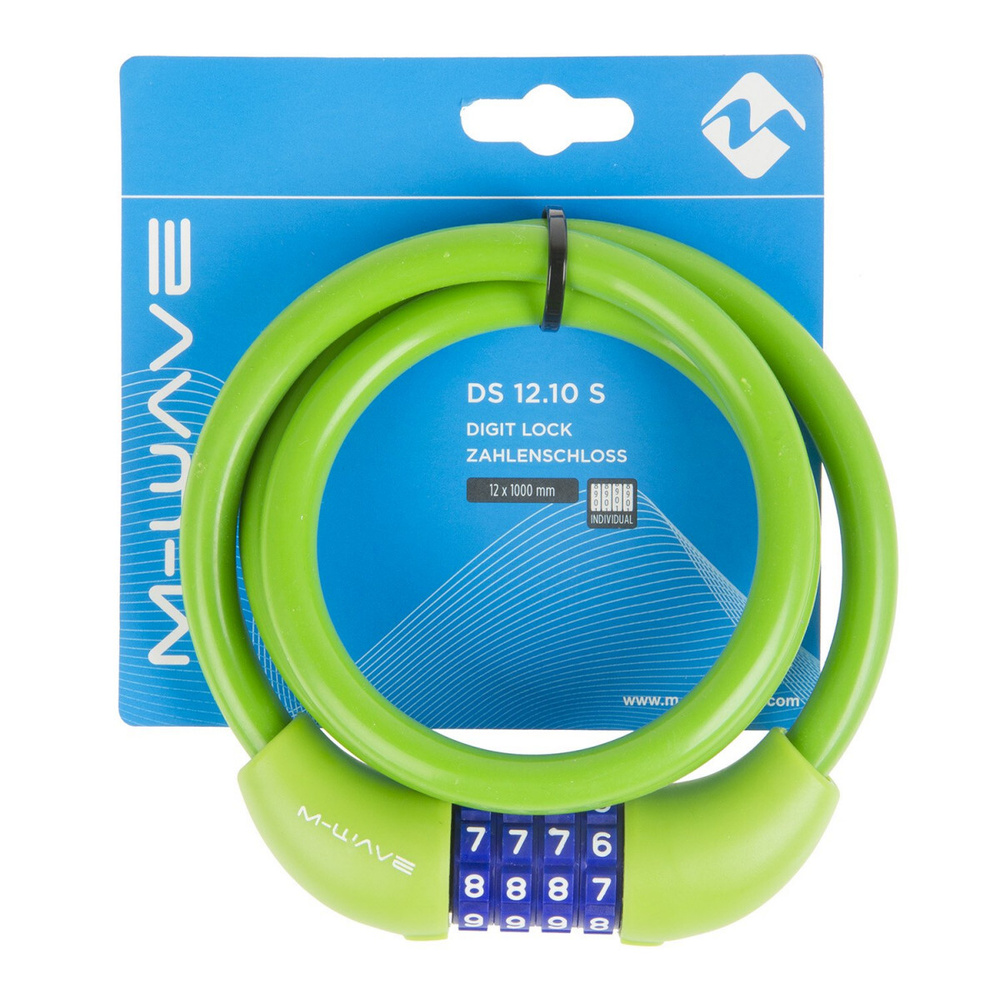 Замок велосипедный M-WAVE DS 12.10 S тросовый, 12х1000мм, зеленый #1